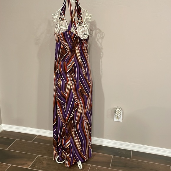 Long maxi dress.  Purple brown and tan. - Picture 4 of 4